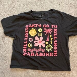 Billabong Kids Black Tee with Pink and Yellow Graphic